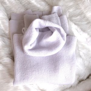 SPLENDID COLLECTION FUNNEL NECK WOOL-BLEND OVERSIZED SWEATER HEATHERED SNOWY FIG